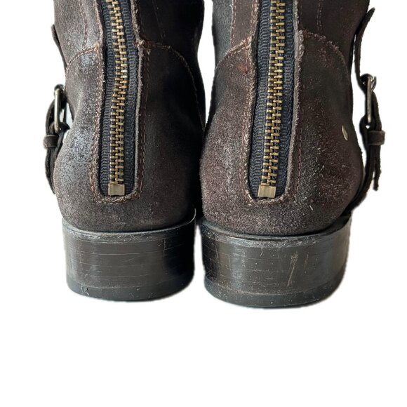 Dolce Vita Kilian Knee High Boots Distressed Leather Low Heel Zipper Womens 8 - Picture 12 of 15